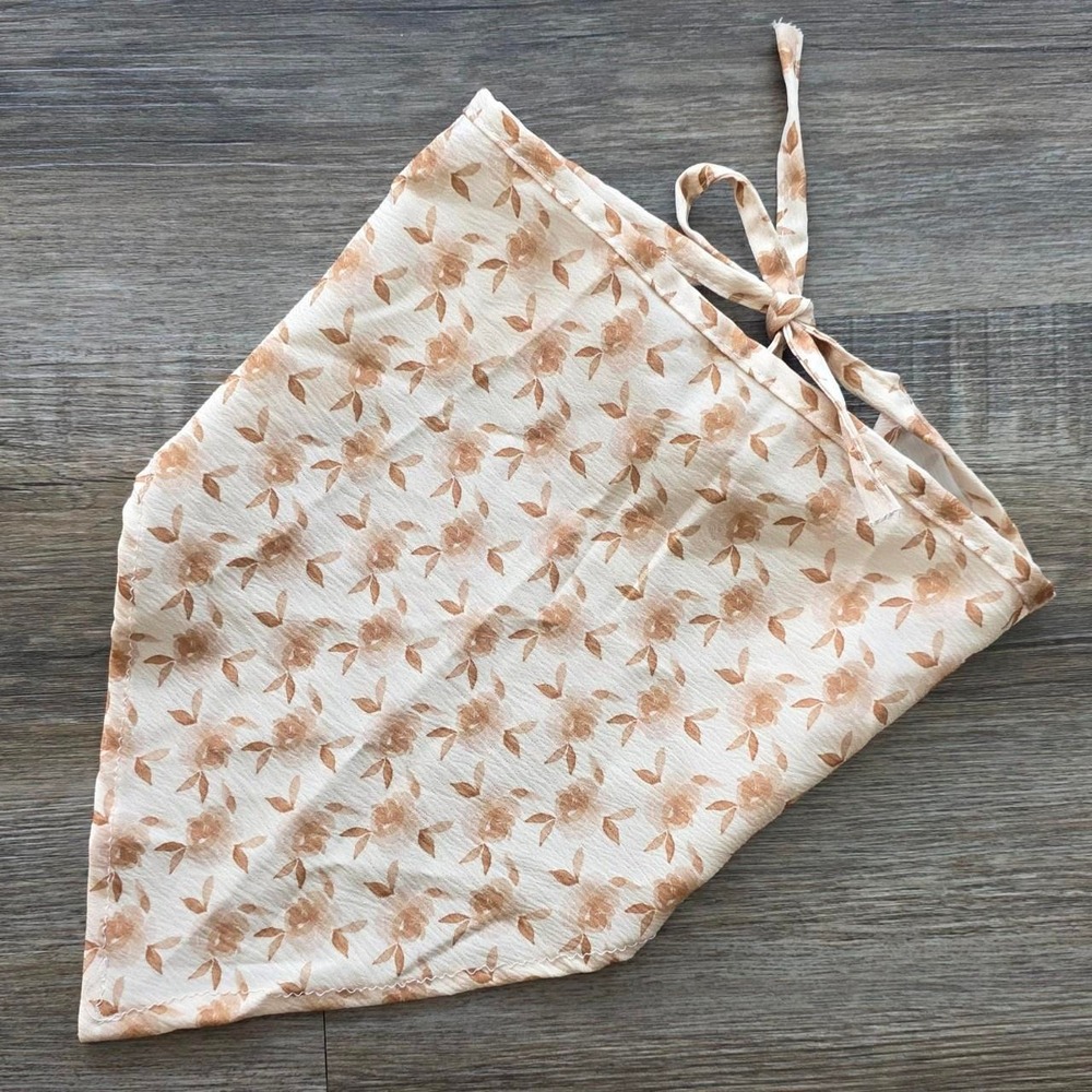 Floral Headscarf Cream Brown Cottagecore Bandana Hair Accessory